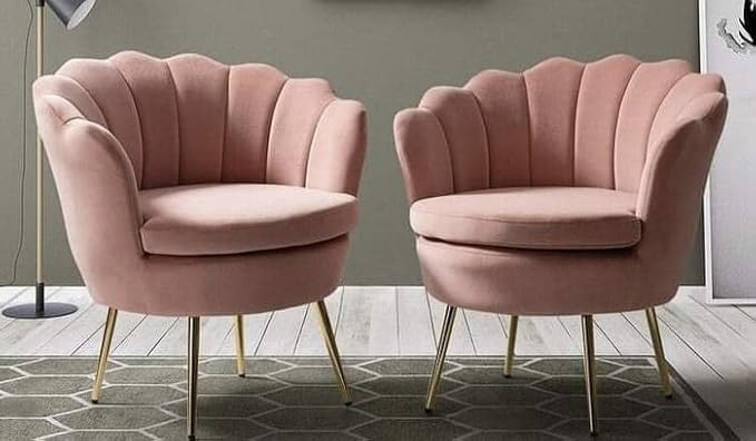 Tufted Barrel Chair set of 2 pink color