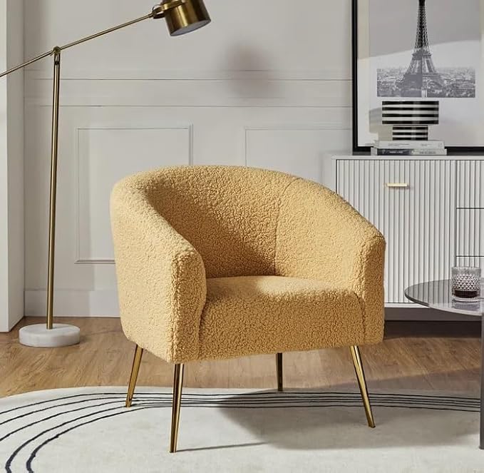 Modern Armchair Vanity Chair with Fluffy Appearance