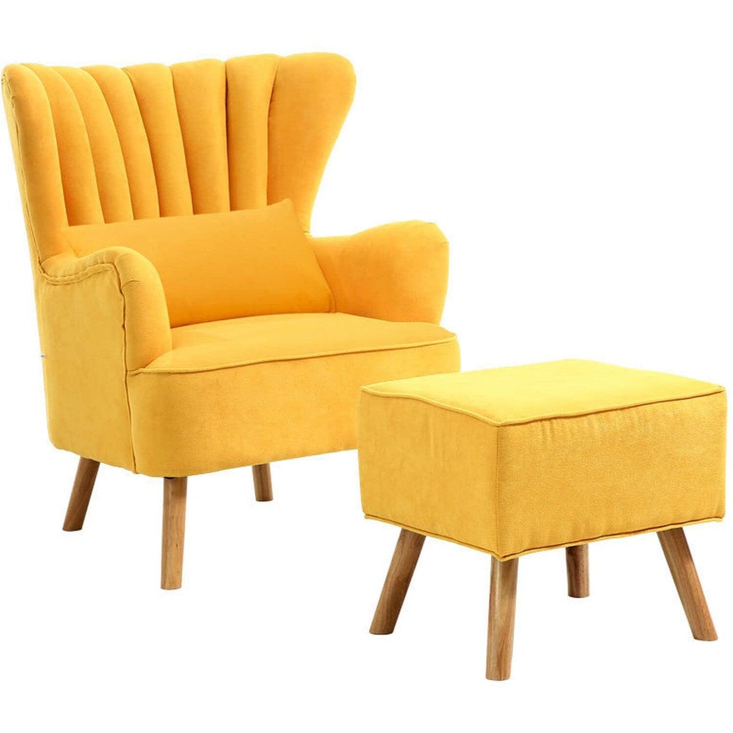 Chair With Cushioned Lounge and Single Seater Sofa With Ottoman