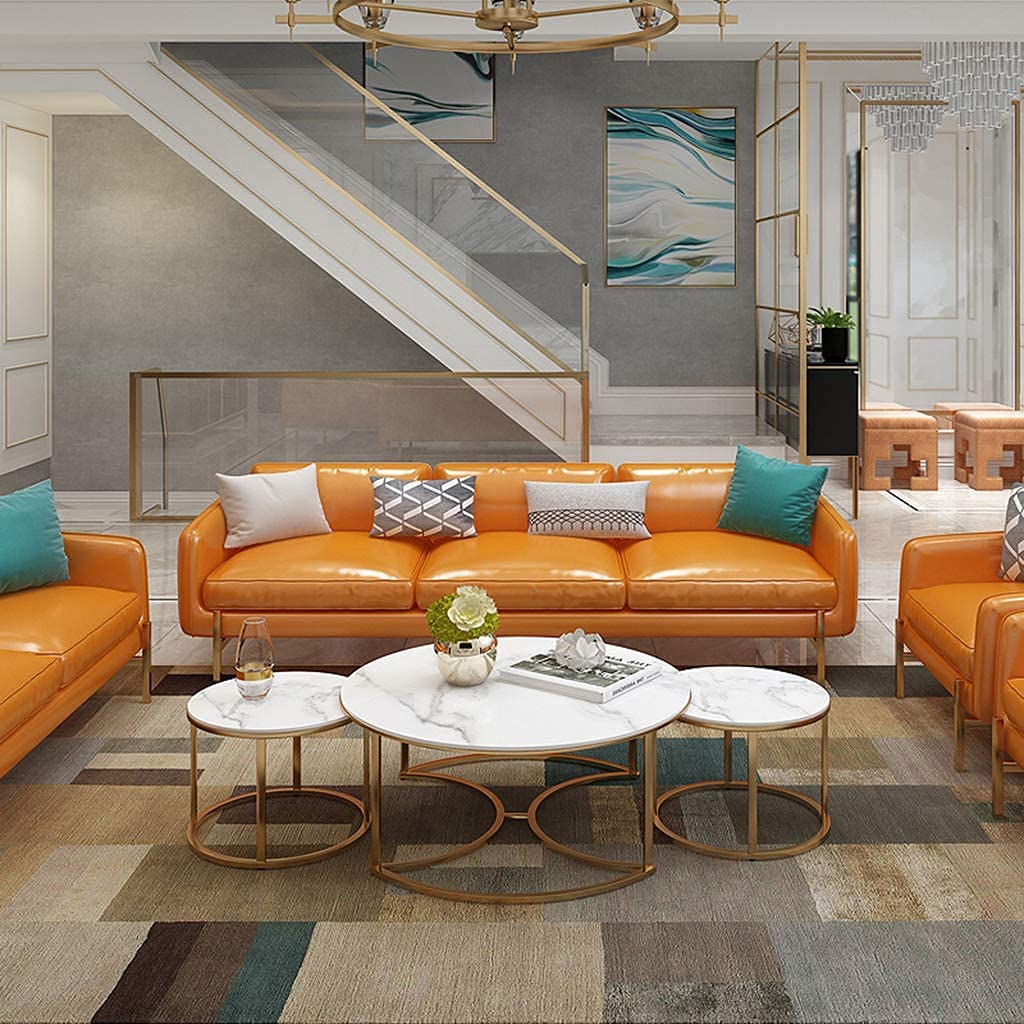 Round Coffee Table Set of 3, Modern Nesting Stacking Center Table