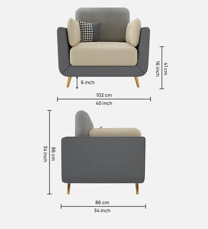 Elegant Grey and Beige Single-Seater Sofa Chair