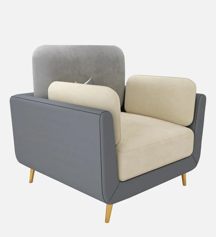 Elegant Grey and Beige Single-Seater Sofa Chair