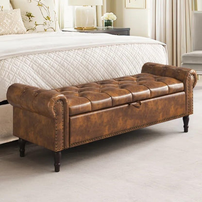 Leatherate  Storage Bench 2 Seater Sofa