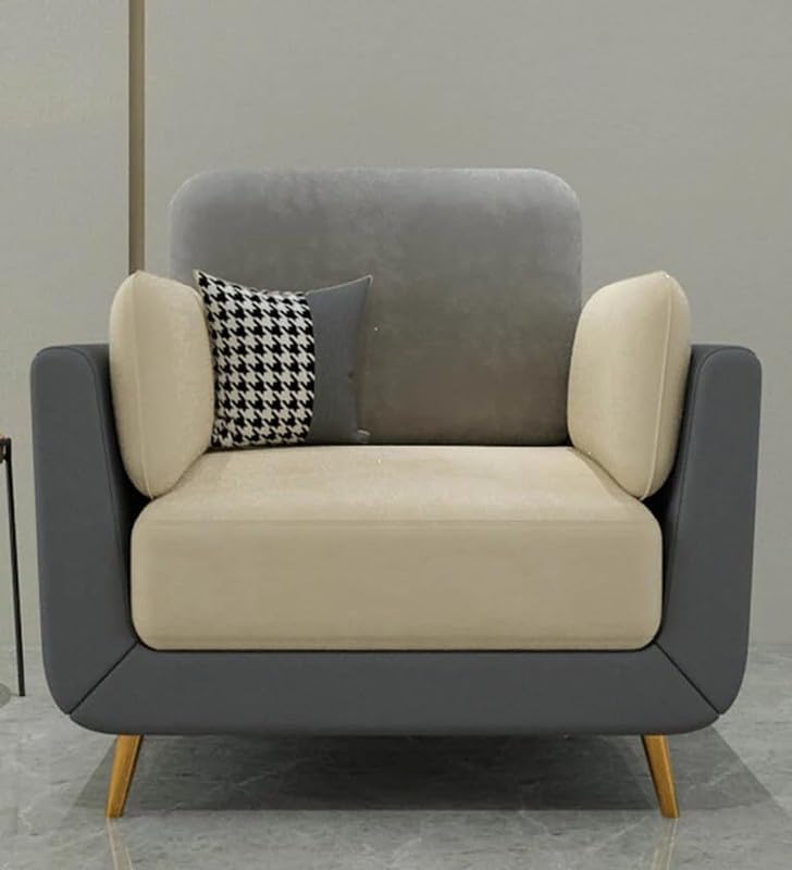 Elegant Grey and Beige Single-Seater Sofa Chair