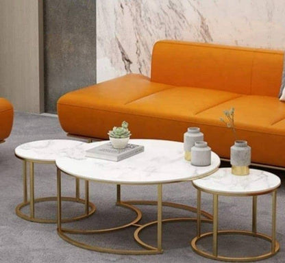 Round Coffee Table Set of 3, Modern Nesting Stacking Center Table