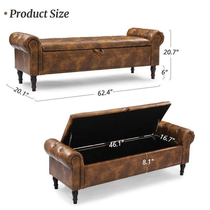 Leatherate  Storage Bench 2 Seater Sofa