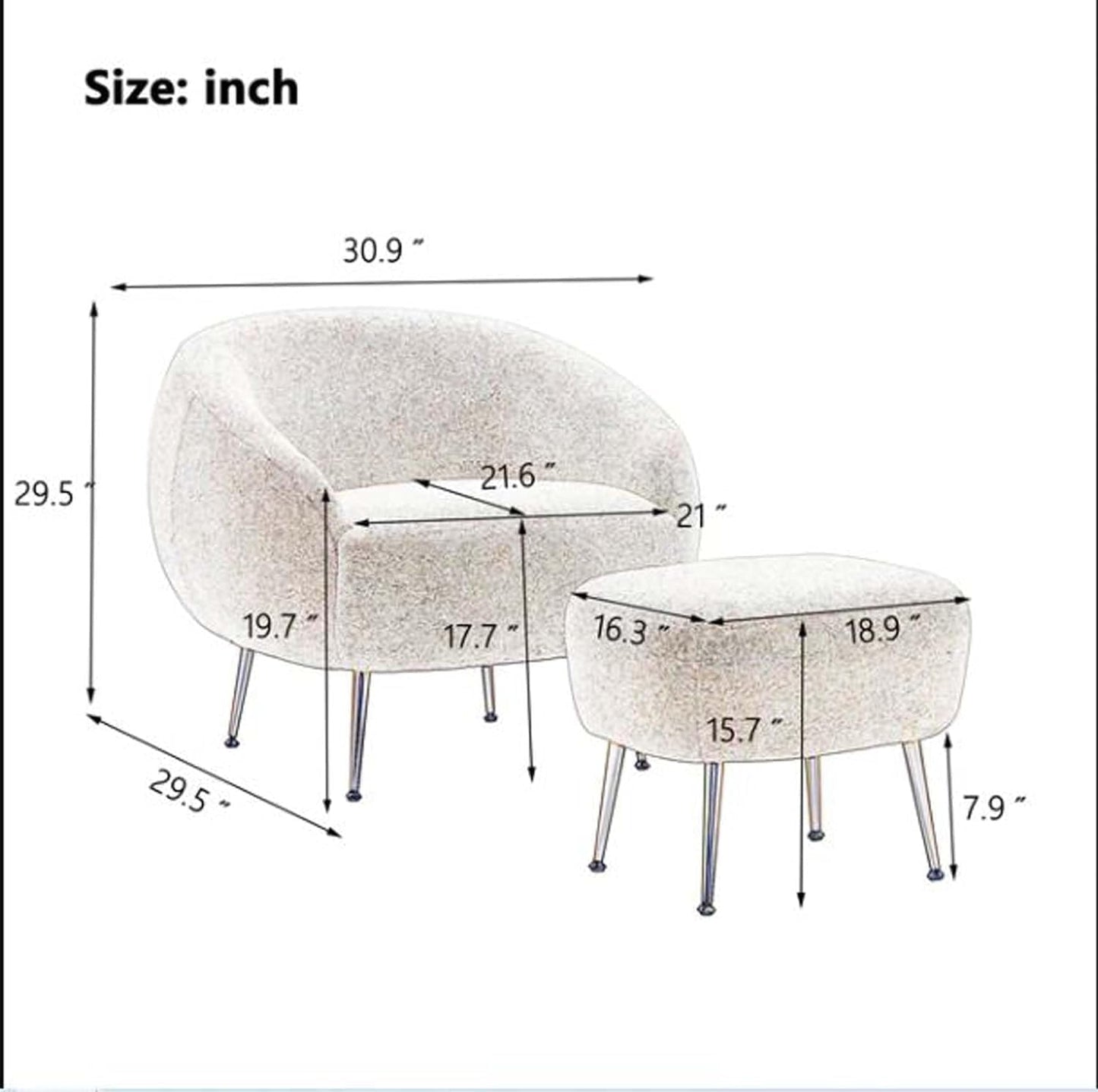 Accent Chair with Ottoman/Gold Legs