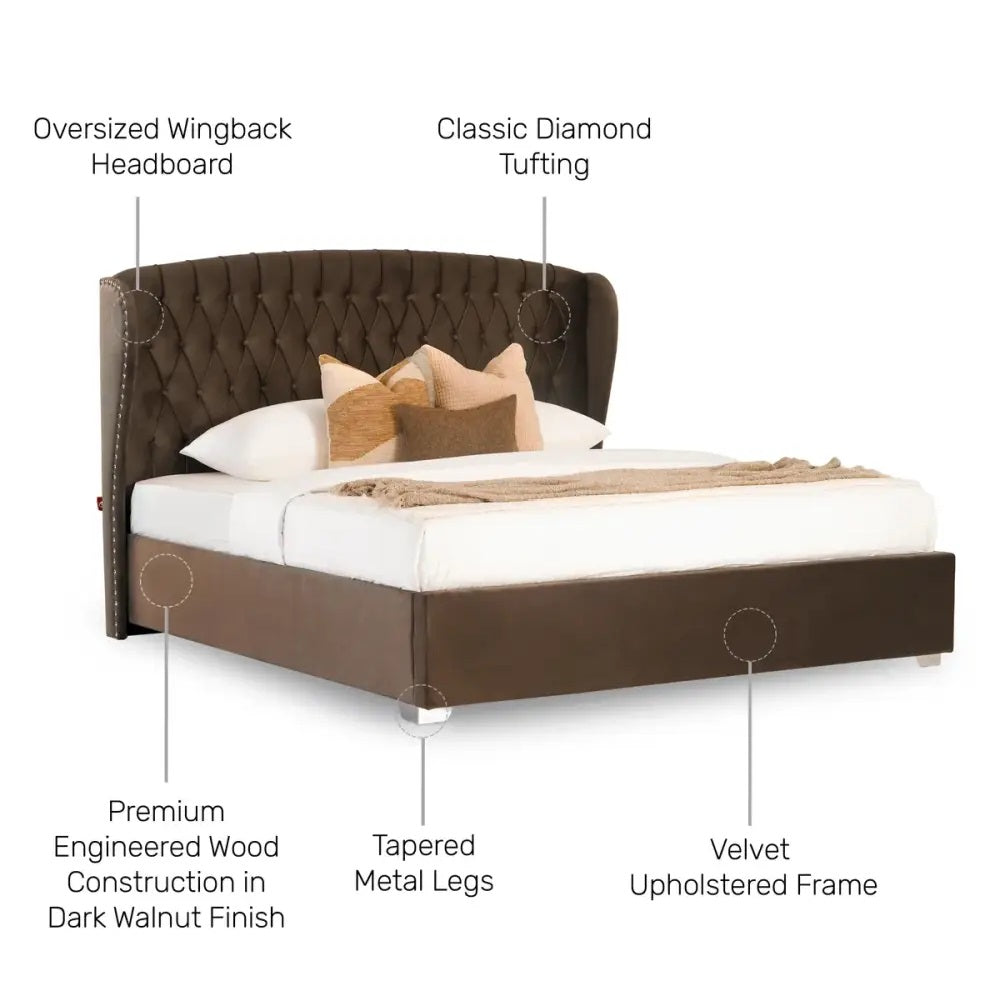 Chesterfield King Size Bed in Espresso Color