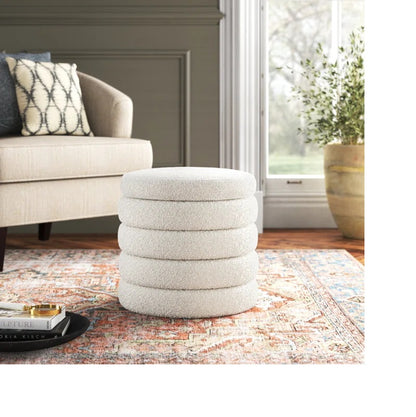 Rich Boucle Upholstered Storage Ottoman